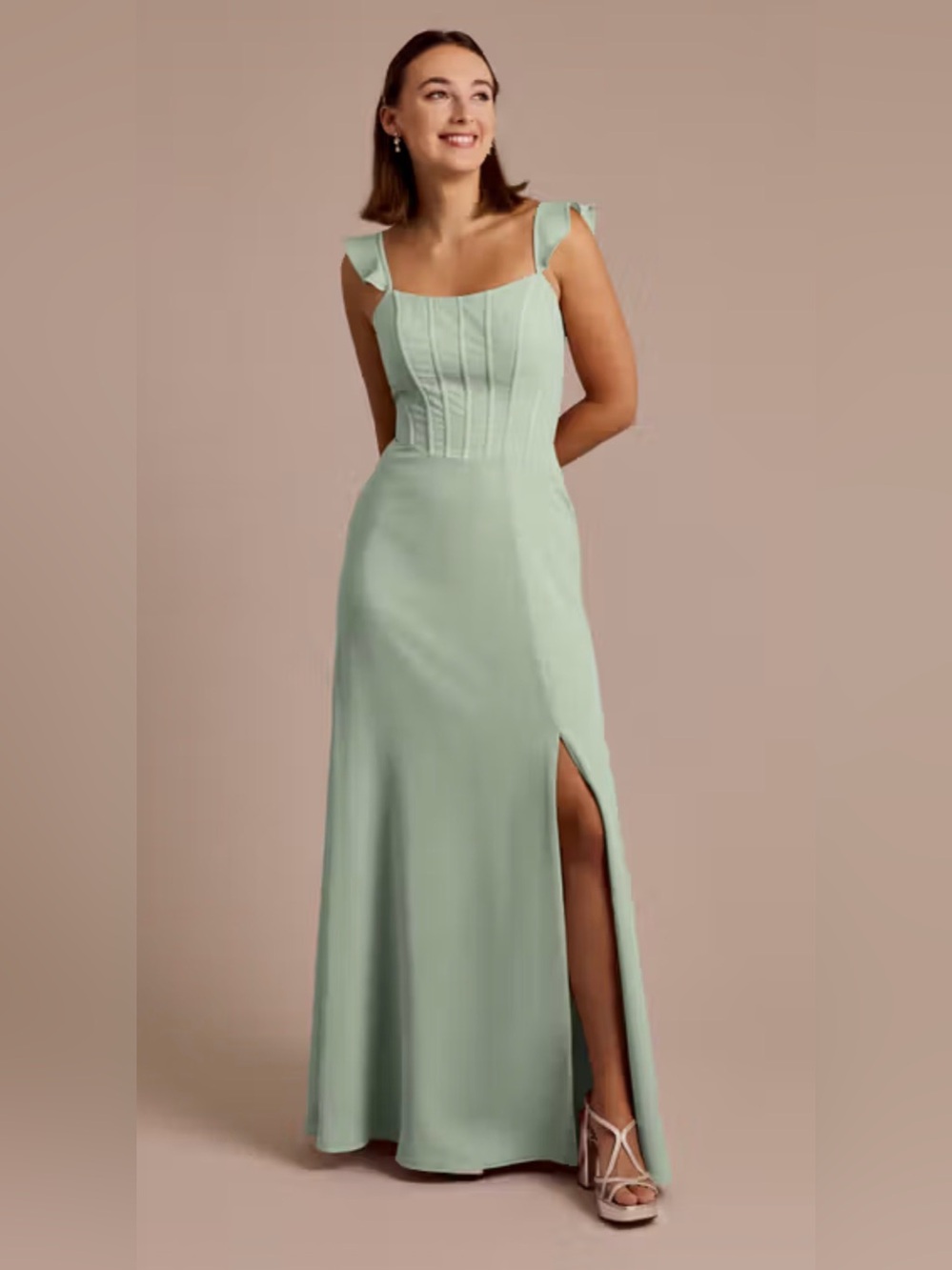 CELEBRATE DB STUDIO Chiffon Corset Dress with Flutter Sleeves STYLE# F20804